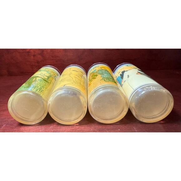 Set of 4 Vintage 1960's Vue-lon Ware Highball Glasses By Litho-Glass Inc 6.25" - Picture 3 of 10